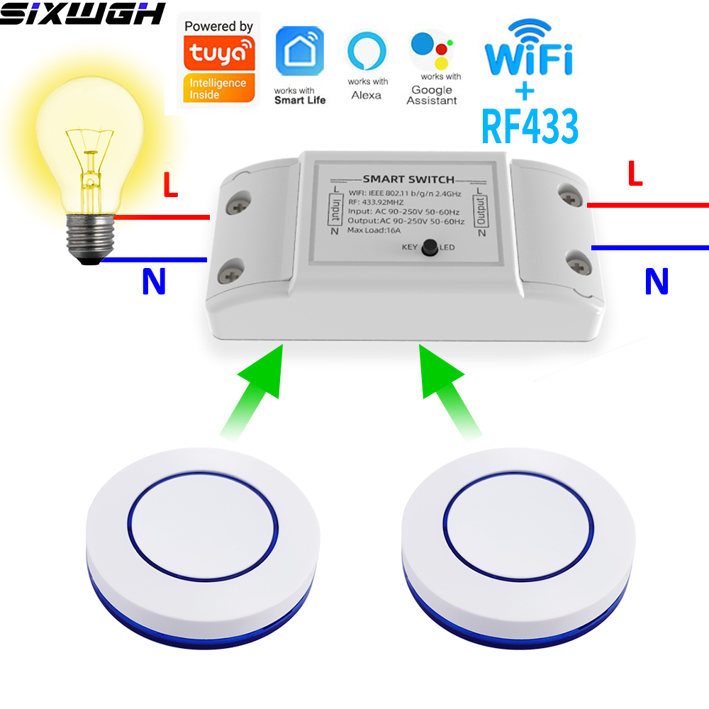 Smart Relay Tuya - 16A WiFi Tuya スマートスイッチ ワイヤレスリモコンタイマースイッチ 互換性のあるスマートライフアプリ