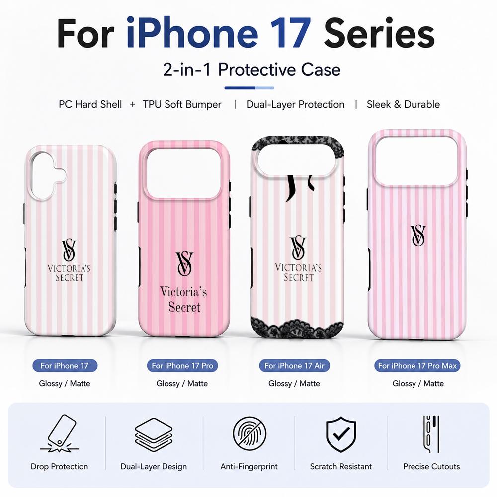 Shelly - クールなV-ヴィクトリアズ・シークレットのスマホケースフィルム素材2-in-1シェル、iPhone 17、16、15、14、12、17Air、16e、13 Pro MAX、16Plus用カバー