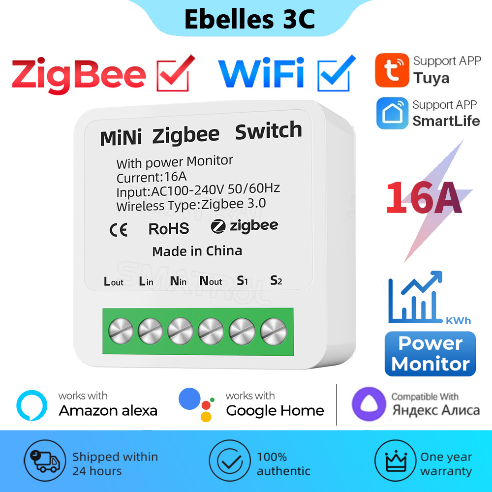 Sonoff Basic - Tuya-Zigbeeスマートスイッチ,エネルギーモニタリング,ワイヤレスブレーカ,ライトスイッチ,alice,alexa,Google,スマートライフ,16a