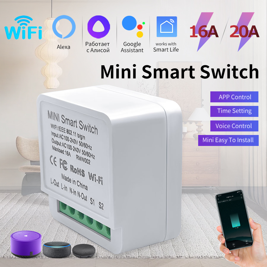 Sonoff Mini R4 - 16A/20A WiFi ミニスマートスイッチモジュール 2 ウェイ制御コージーライフ APP
