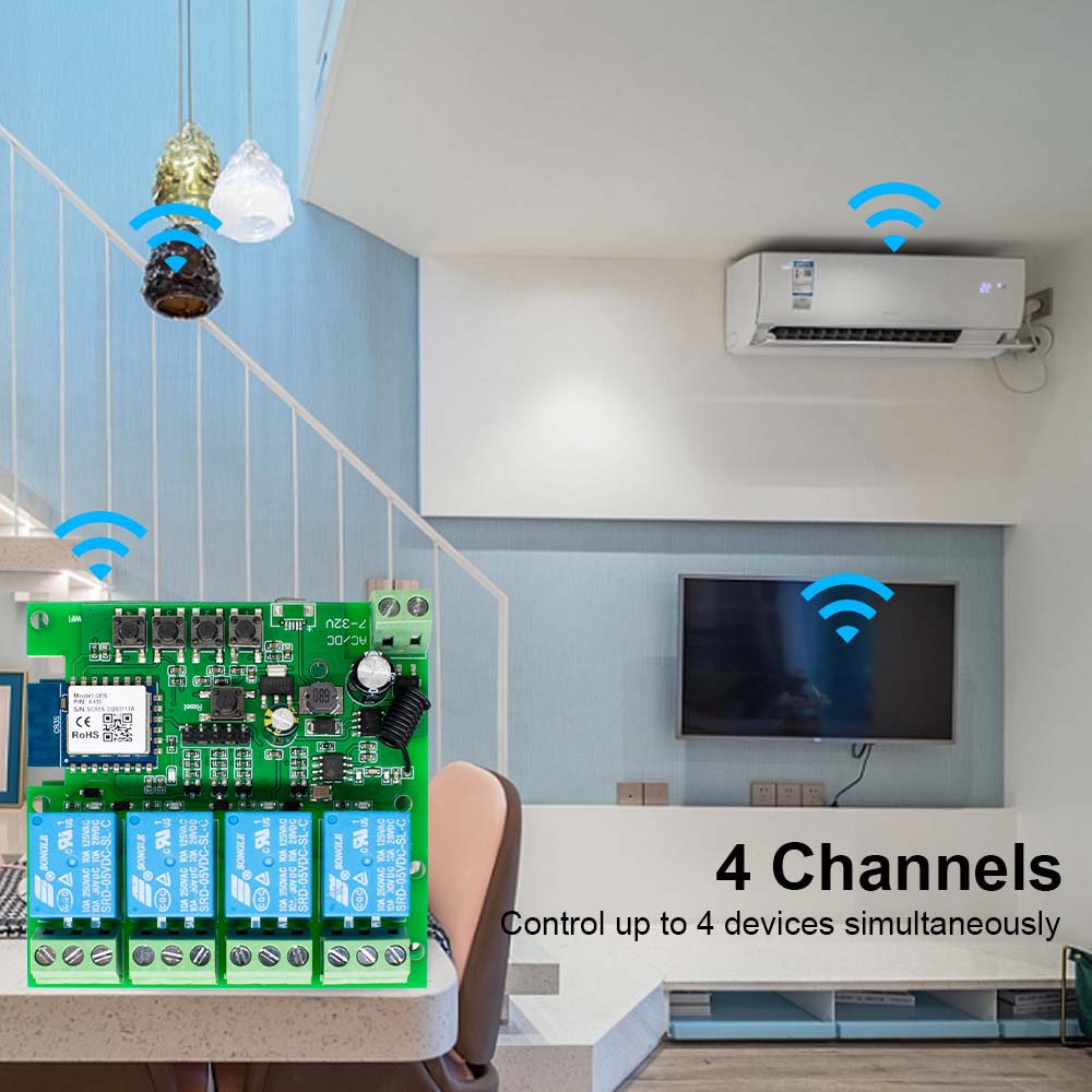 スマートリモコン Wifi スイッチモジュール 4CH DC - Tuya 4 Channel のレビューと価格