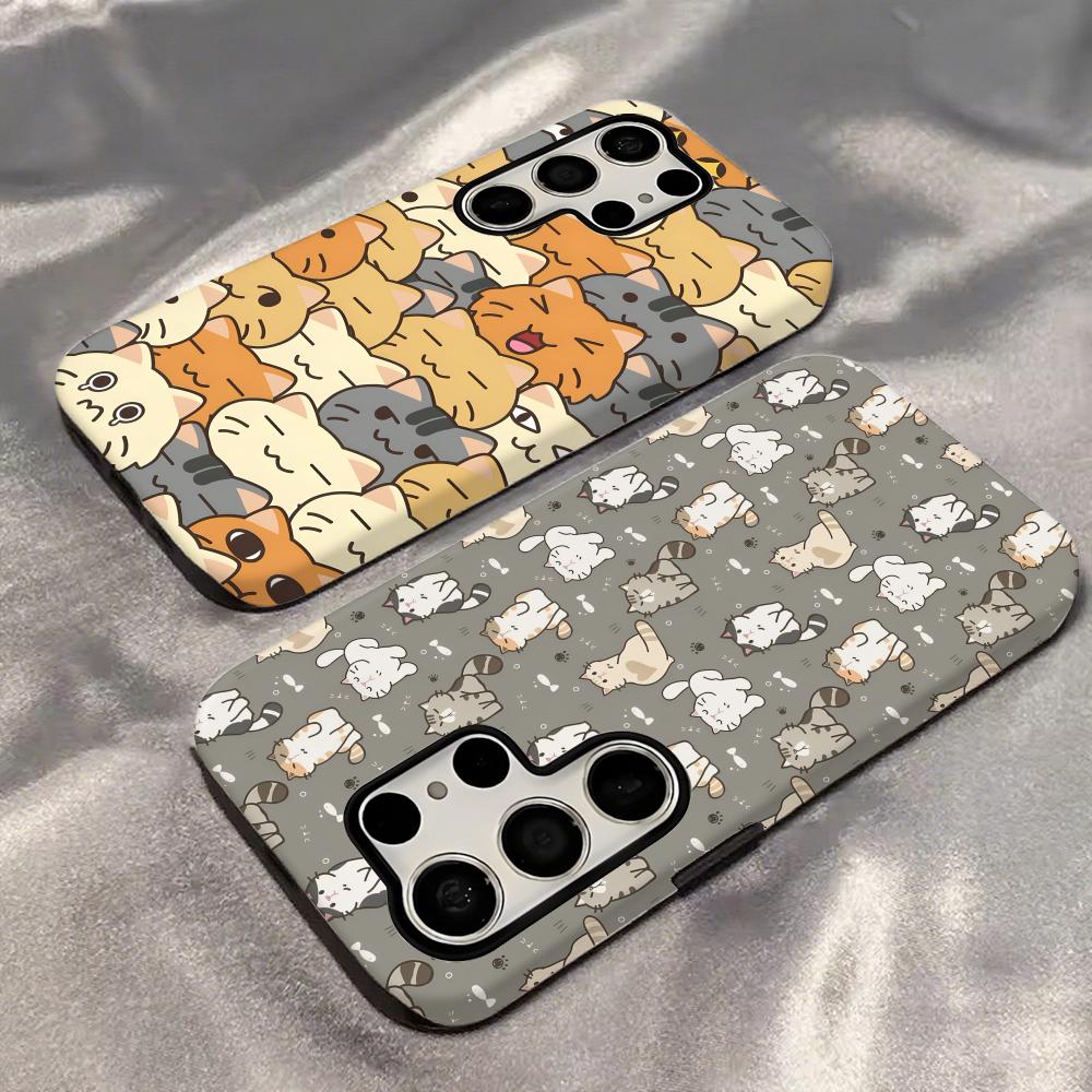 かわいい猫柄スマホケース 2-in-1 光沢シェル Sams - Shelly のレビューと価格